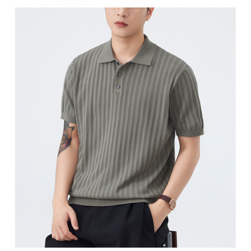 Summer New Arrival Men's Casual Polo Shirt Versatile Trendy And Luxurious Knitted Short Sleeve T-Shirt_viptrois.com