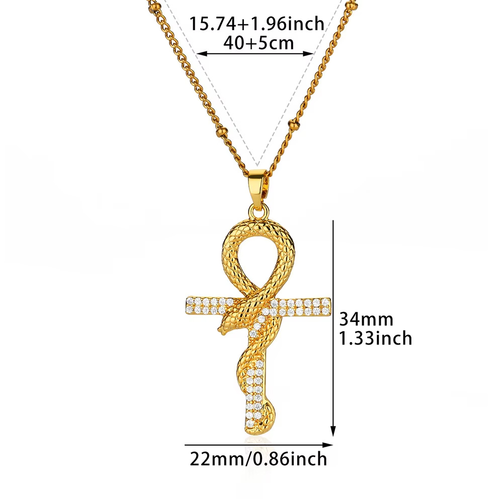 cable chain Chain Type Wholesale Jewelry Retro Classic Style Cross Devil's Eye Snake Copper Plating Cable Chain Pendant Necklace