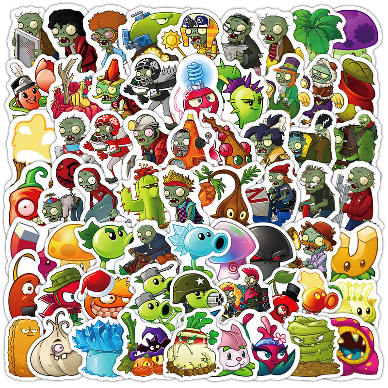 100 cartoon stickers of Plants vs Zombies decorative luggage phone case notebook material stickers wholesale