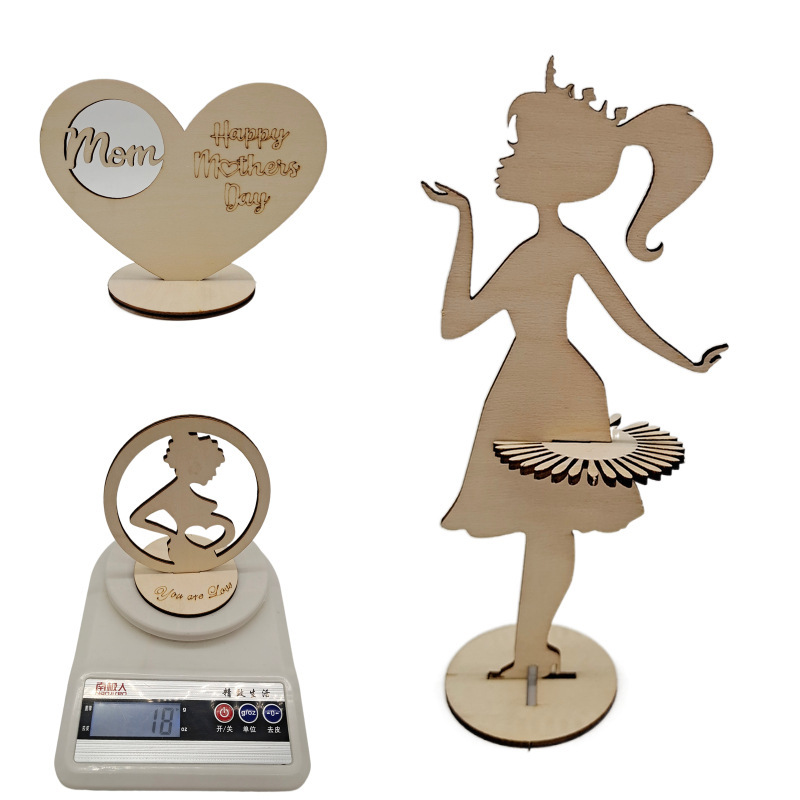 Mother's Day Wooden Crafts Ornaments Love Hollow Letters Laser Cutting Wood Chips Craft Gift Ornaments