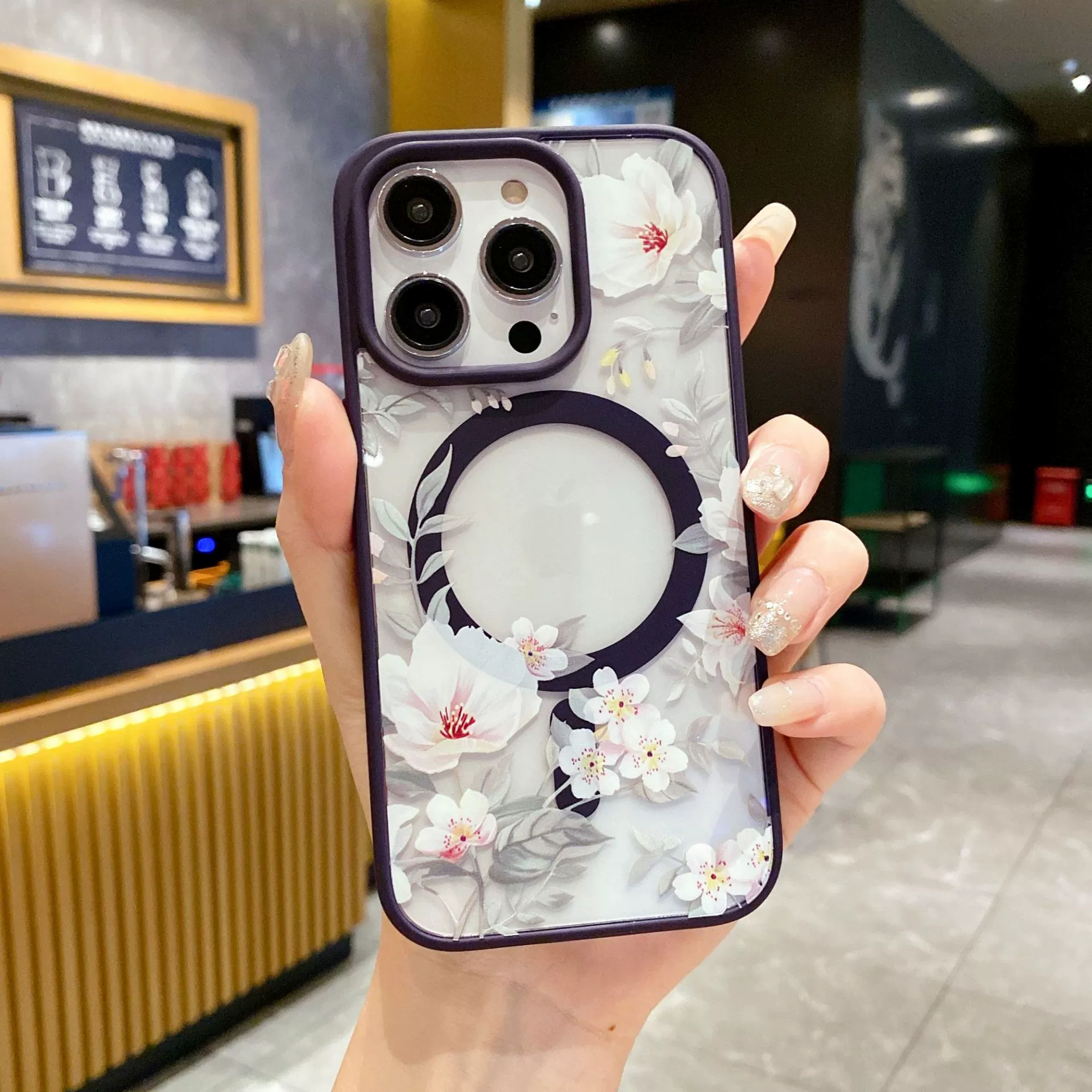 (Переходная торговля), яблоко, акриловый чехол для телефона, iPhone15 Pro, цветочный, 2 в 1