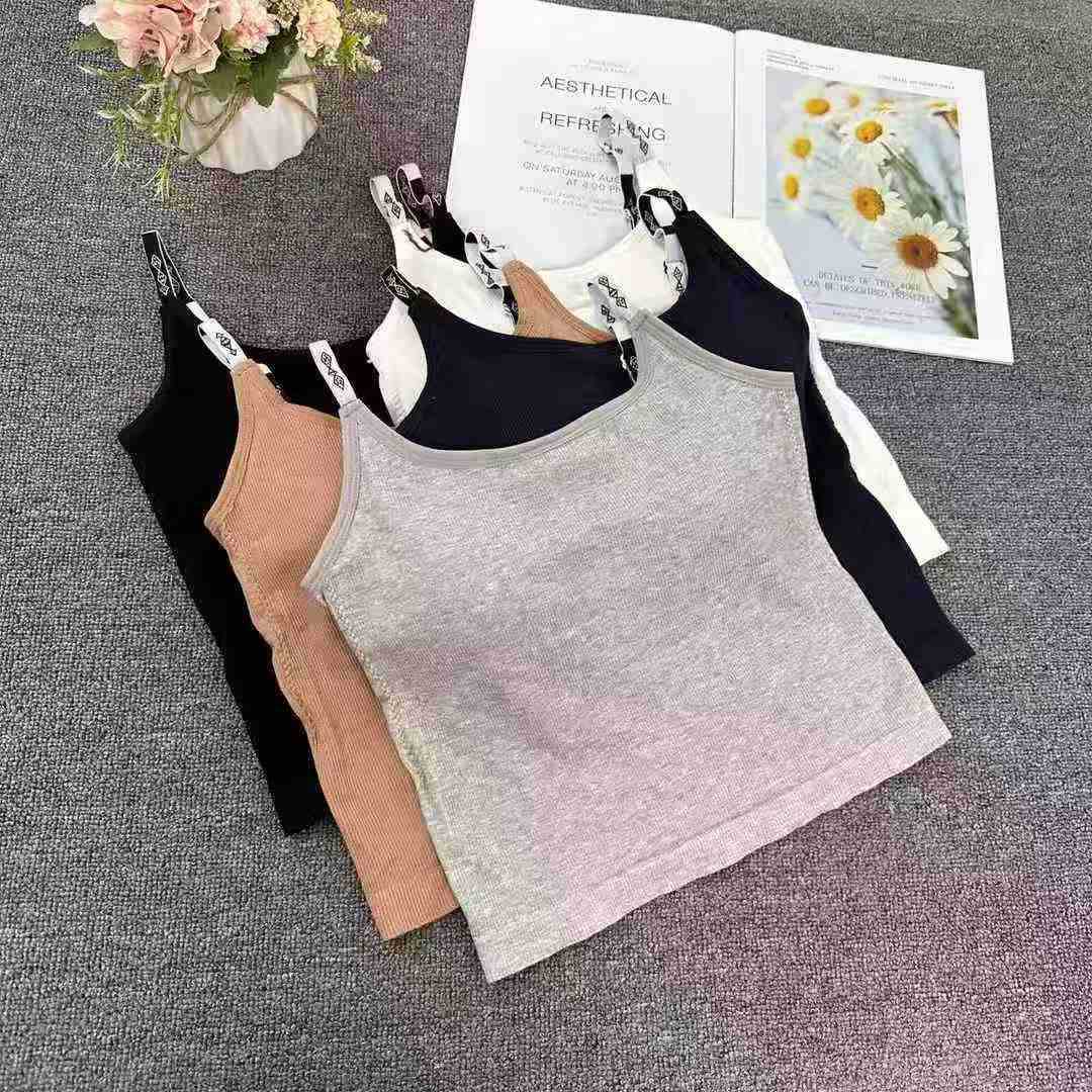022 # carta de otoño correa de hombro fija taza chaleco de suspensión mujer con el umbilical de vestir el cuerpo delgado ropa interior de espalda hermosa chaqueta superior