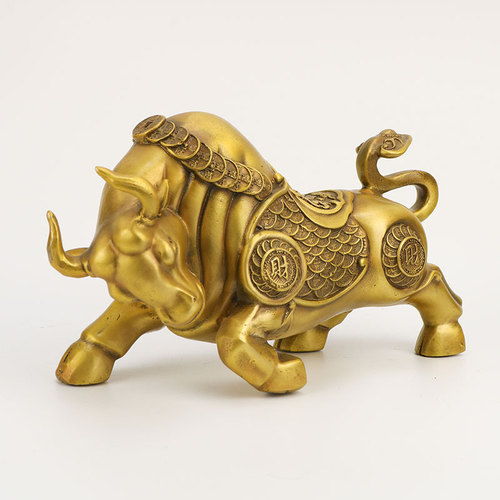 Wholesale copper ox figurine from manufacturer, fortune ox in twelve zodiac signs, home copperware craft, wholesale