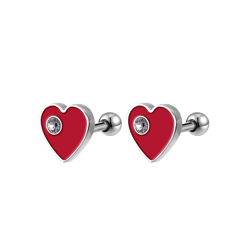 2023 Original New Stainless Steel Stud Earrings Poker Series Ear Bone Stud Titanium Steel Earrings Female Diamond Earrings Ear Buckle detail image 16