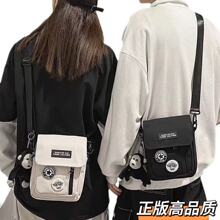新款潮牌斜挎包女小包日系休闲手机包尼龙轻便机能背包男士单肩包