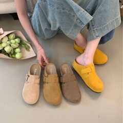 复古真皮博肯双搭扣百搭春秋新款休闲勃肯鞋内增高5cm~超软底女鞋