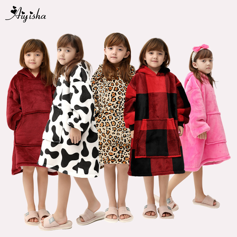 Autumn and winter new children's fleece-lined sweater cute cartoon pattern warm children's flannel animal warm hooded