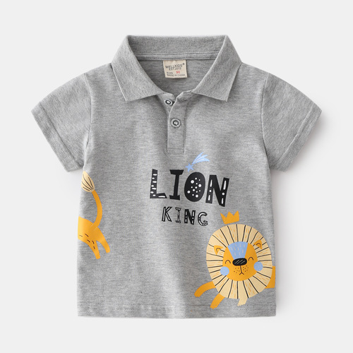 Lapel not hooded new summer style boy's handsome T-sleeve Korean style trendy bottoming shirt POLO shirt for children and babies