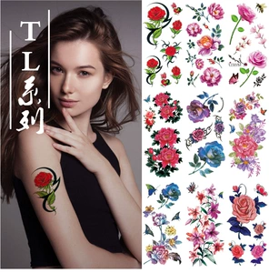 TL Waterproof Floral Tattoo Sticker Set with Half-Handmade Half-Machine Craftsmanship