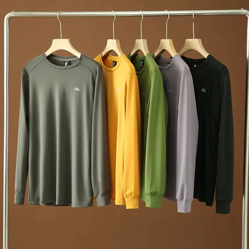 Прохладный шелк 3M отражающий весенний и осенний мужской спорт на открытом воздухе с длинным рукавом с круглым вырезом для быстрой сушки футболка с высокой эластизой свитер