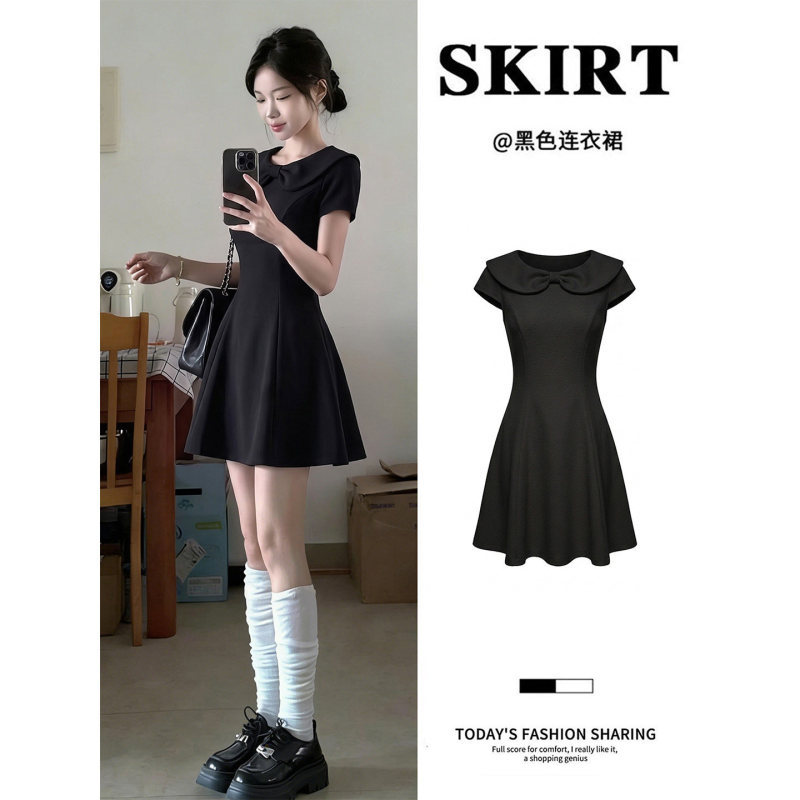 Black Elegant Dress for Women, Particularly Beautiful, Waist-Cinching Hepburn-Style Little Black Dress, Stunning Summer Gown, Short Dress Black Elegant Dress for Women, Particularly Beautiful, Waist-Cinching Hepburn-Style Little Black Dress, Stunning Summer Gown, Short Dress