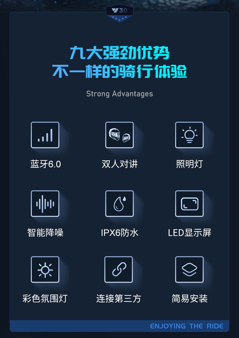 Cross-Border Y30 Helmet Bluetooth Headset Intercom for Motorcycles, Waterproof and Dustproof, Long Battery Life, for Listening to Music and Making Calls
