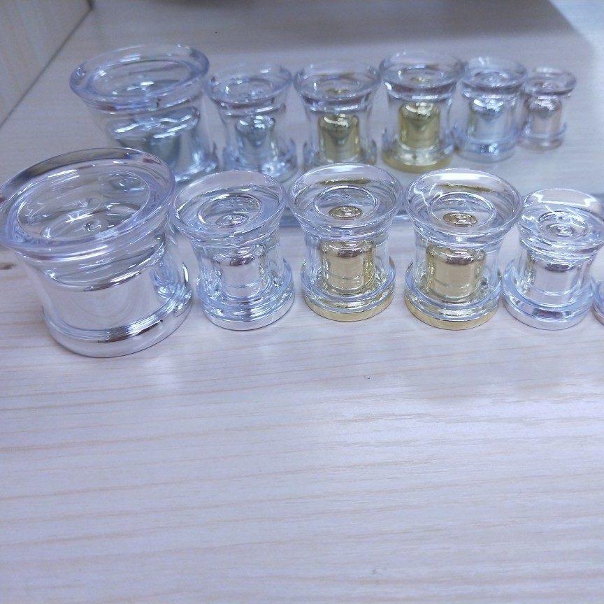 厂家直销化妆品软管高档亚克力盖金色银色现货水晶盖子10g-100g