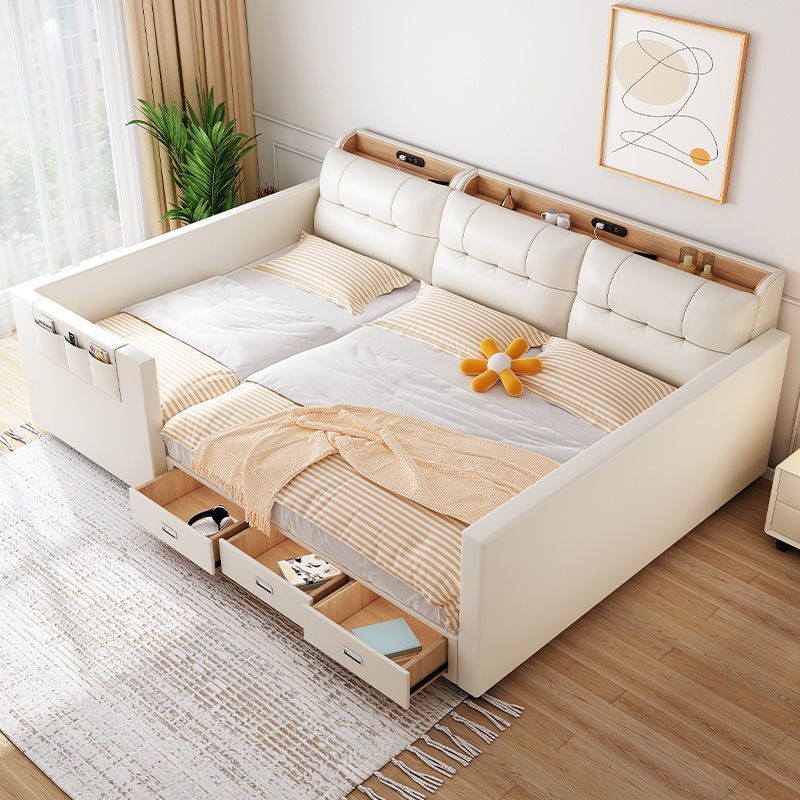 Parent-Child Bed, Second-Child Family Bed, Modern Simple Widened Bed for a Family of Three, Extra-Large Splicing Multi-Functional Storage Leather Bed