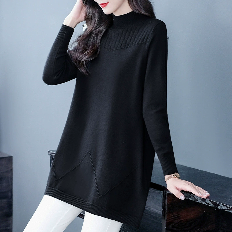 Осенне-Зимний новый теплый высокоэластичный свитер, Облегающая рубашка, свободная облегающая повседневная одежда для мам больших размеров для полных девочек среднего и пожилого возраста