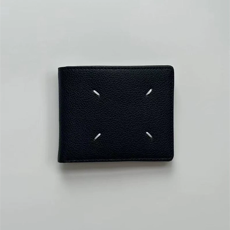 Классический кошелек PYC M с несколькими слотами для карт, галечная воловья кожа, четырехугольная строчка, стандартный мужской и женский двойной складной кошелек из натуральной кожи, держатель для карт