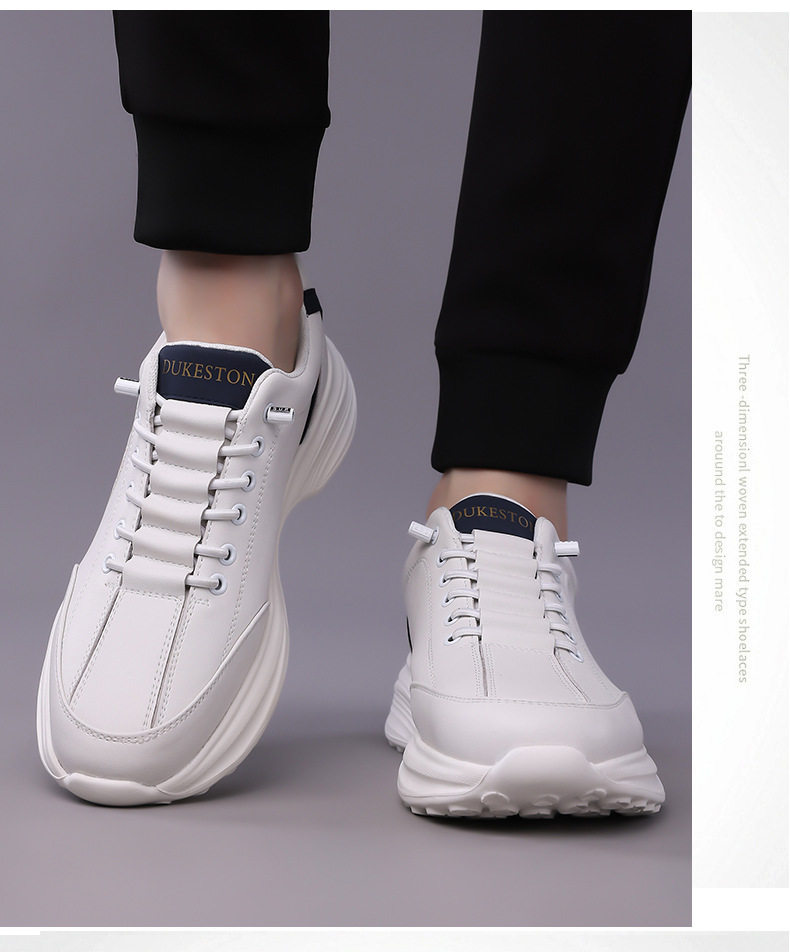 Giày thể thao nam da lộn nhẹ đế mềm mặt mềm, giày sneaker chạy bộ ngoài trời gót 3-5 cm — h6608 trắng, h6608 đen chi tiết 15