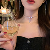 Autumn and winter Light extravagance A small minority senior design zircon bow choker Necklace clavicle Accessories sweater chain