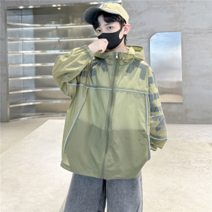 Boys' Summer Sun Protection Clothing 2025 New Style for Older Children, Thin Summer Jacket for Boys, Children's Summer Ice Silk Trendy