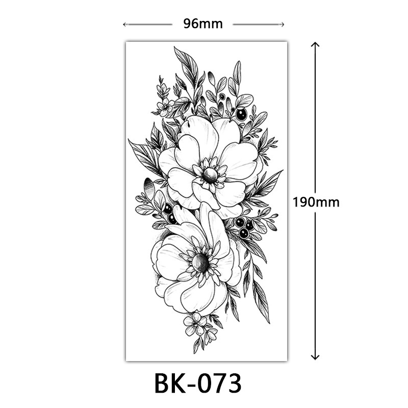 クロスボーダー特別供給スケッチフラワータトゥーステッカースケッチタトゥーステッカーバラの花黒と白の花タトゥー|undefined