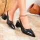 Cross-border Foreign Trade 2025 New European and American Thick Heel Black Work High Heels Pointed Top Baotou Women's Summer Sandals
