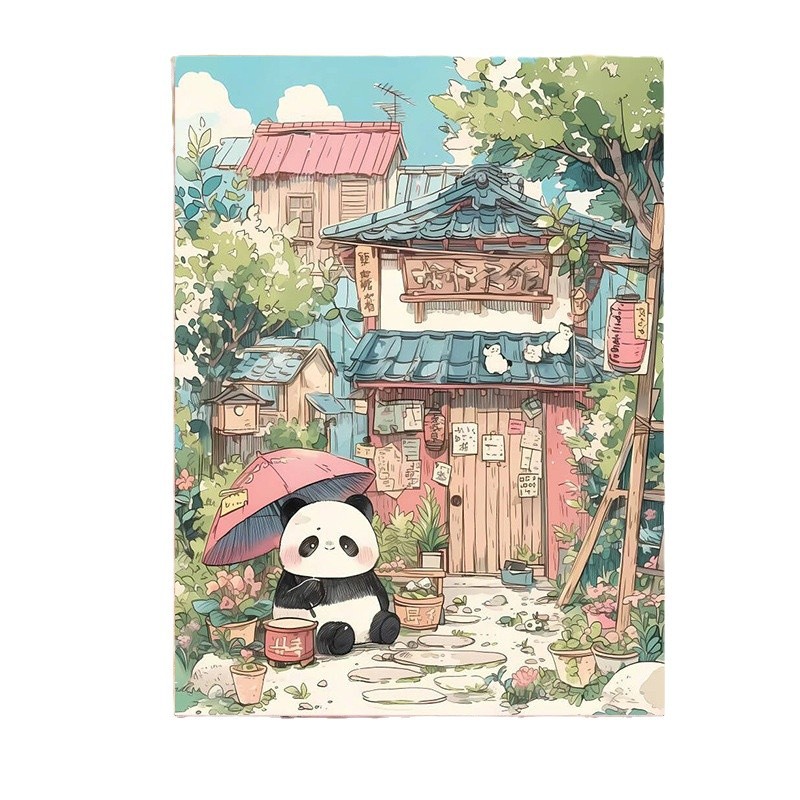 DIY pintura al óleo digital encantadora ilustración de animales pequeños rellenos a mano curar pintura decorativa colgar pintura mural