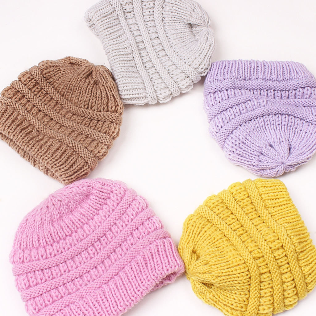 Fashion Style Children Unisex Unisex Fashion Stripe Candy Folds Wool Cap
