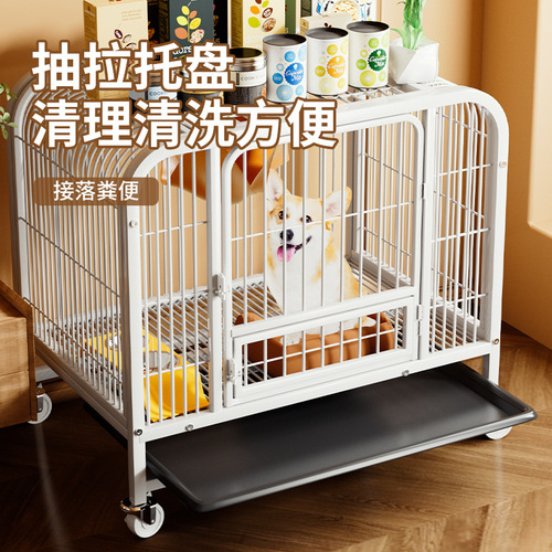 Dog Crate Large Breed with Separate Pet Toilet, Indoor Fence, Border Collie, Labrador, Golden Retriever, Household