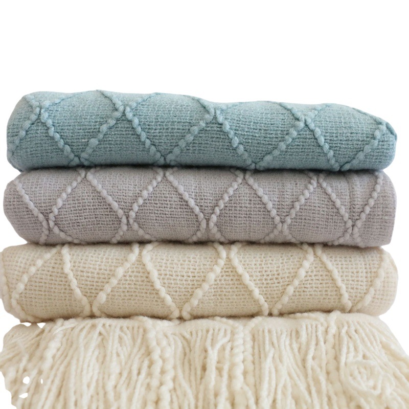 Customized Nordic Knitted Blanket, Nap Blanket, Simple Diamond-Shaped Blanket, Nap Blanket, Air Conditioning Blanket, Sofa Blanket, Bed Cover Blanket