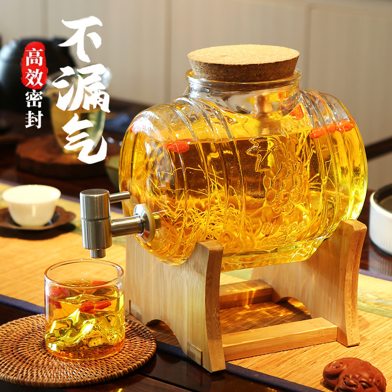 工場直販ワイングラスボトル家庭用増粘高麗人参ワイン樽密封ワイン瓶蛇口付き大量割引