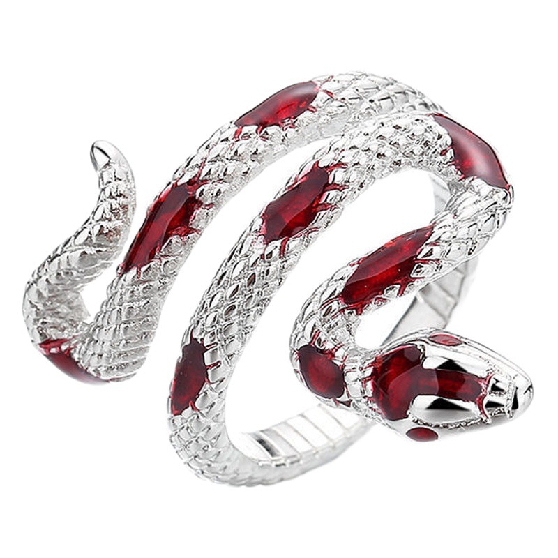 Diseño de nicho pulsera de serpiente esmalte verde gota de aceite anillo abierto ins estilo personalidad avanzada pulsera oscura para mujeres