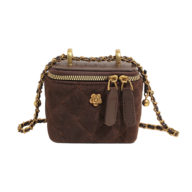 Caja de mano bordada de diamante bolso pequeño cuadrado para mujeres 2025 nuevo cross-border retro empalme cadena mochila de hombro