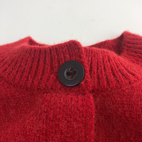 Warm skin feel ~ great style ~ New Year's Korean version of winter children's sweaters for men and women trendy fashionable knitted cardigans forest red