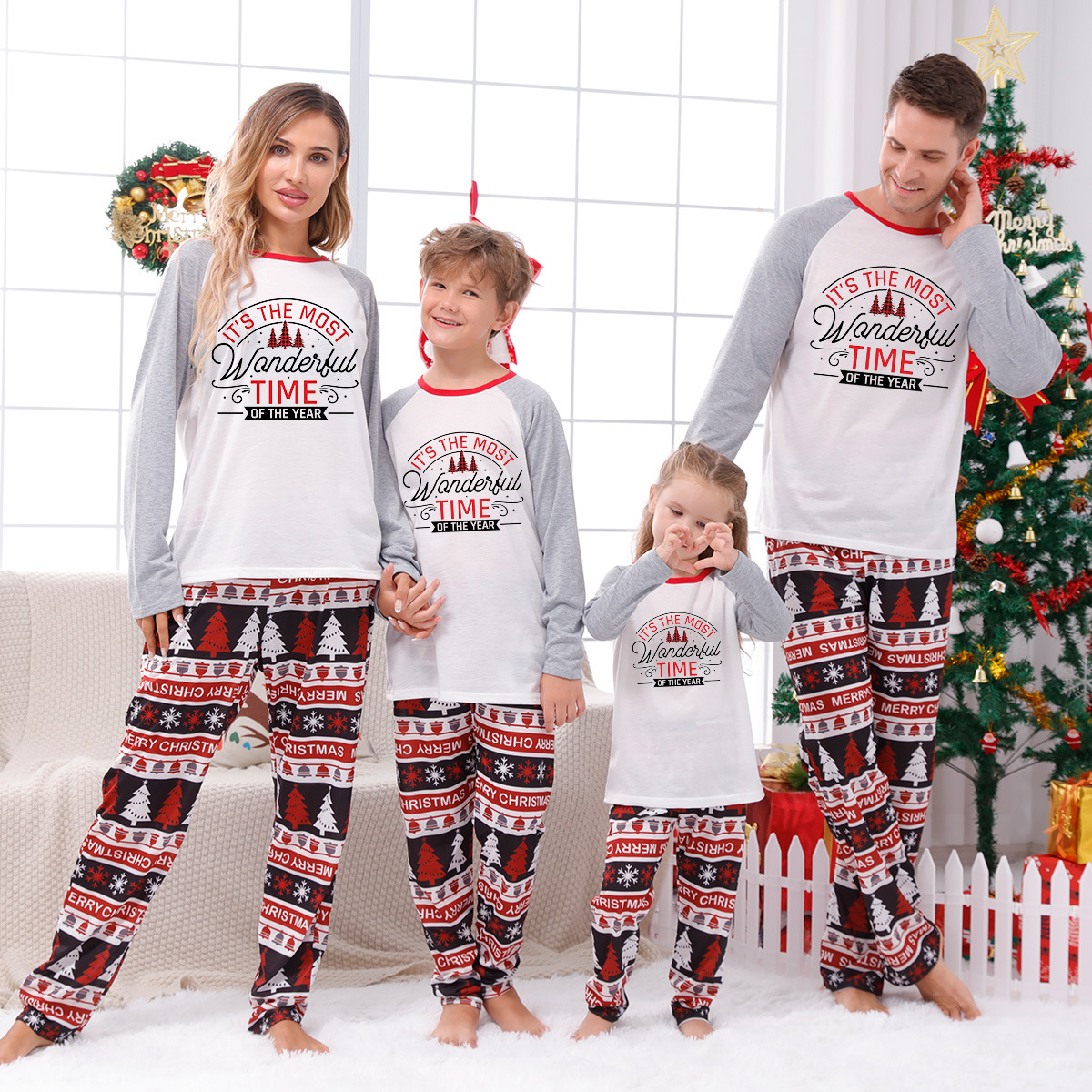Fashion Letter Cotton Blend Printing Pants Sets Straight Pants T-shirt Family Matching Outfits display picture 1