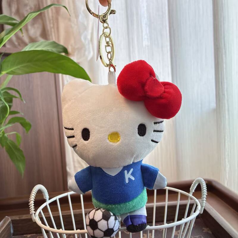可爱萌足球kt猫小挂件毛绒玩具公仔小猫咪包包挂饰钥匙扣娃娃玩偶|undefined