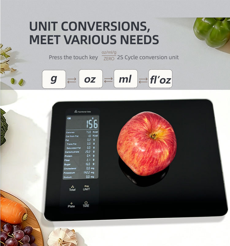 Intelligente grenzüberschreitende Küchenwaage mit hoher Präzision, Fitness- und Gewichtsabnahme-Ernährungswaage, Kalorien- und Kalorienberechnung, APP-fähig, individuelles Logo druckbar
