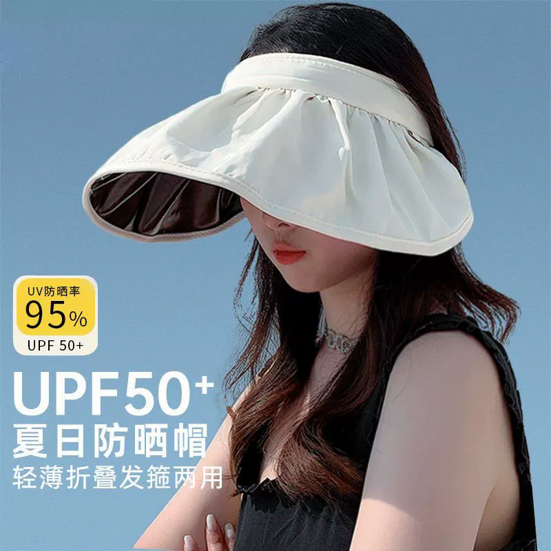 Solar-Powered Sun Visor Hat, Korean Style, UV Protection, Convertible to Headband