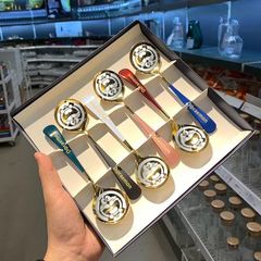 Stainless steel Starbucks spoon cartoon Korean cute spoon household thickened ins spoon goddess dessert meal spoon