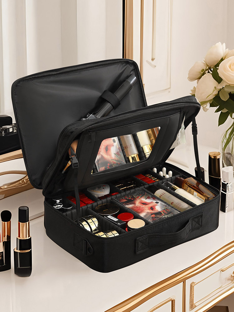 大容量化粧バッグ女性携帯旅行化粧品収納バッグins風紋刺繍ネイルアートと化粧キット