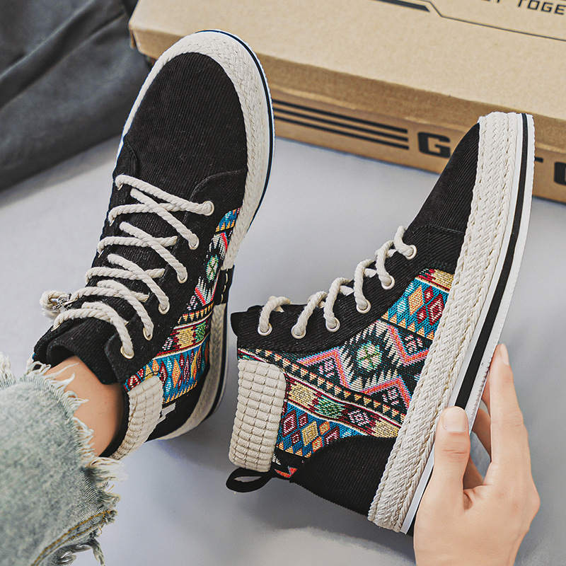 Otoño nuevos zapatos de panel de tela de fibra de alto impacto de moda personalidad de paja al aire libre zapatos deportivos casuales de hombre