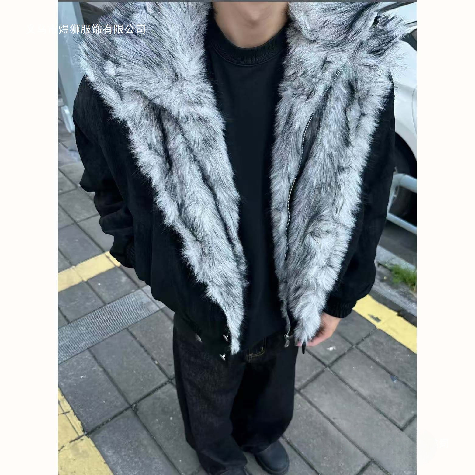 冬季美式双层翻毛仿狼毛座山雕棉服男女款加厚保暖外东北棉衣