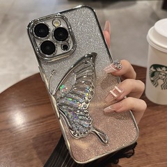 流砂蝶はiphone16 promax携帯ケースの新型Ip15にレンズフィルム16メッキソフトケースを持っている