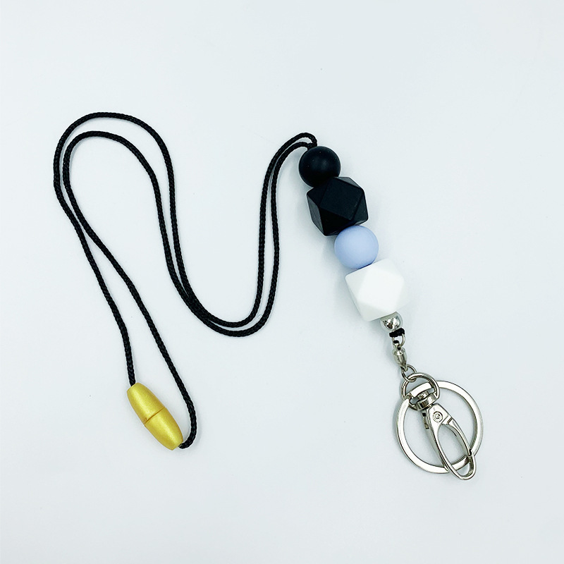 Amazon nuevo collar de insignia versátil maestro enfermera ID de estudiante Cordón de identificación de silicona con cuentas cordón llavero