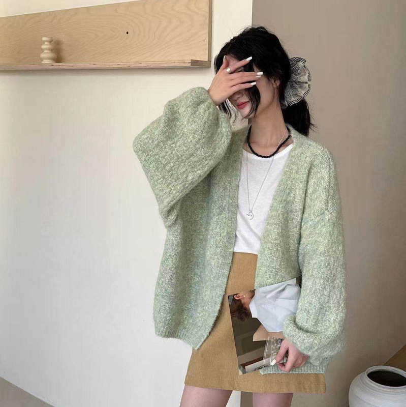 羊驼绒针织开衫 2025秋季新款 慵懒风V领纯色毛衣女外套上衣2511|undefined