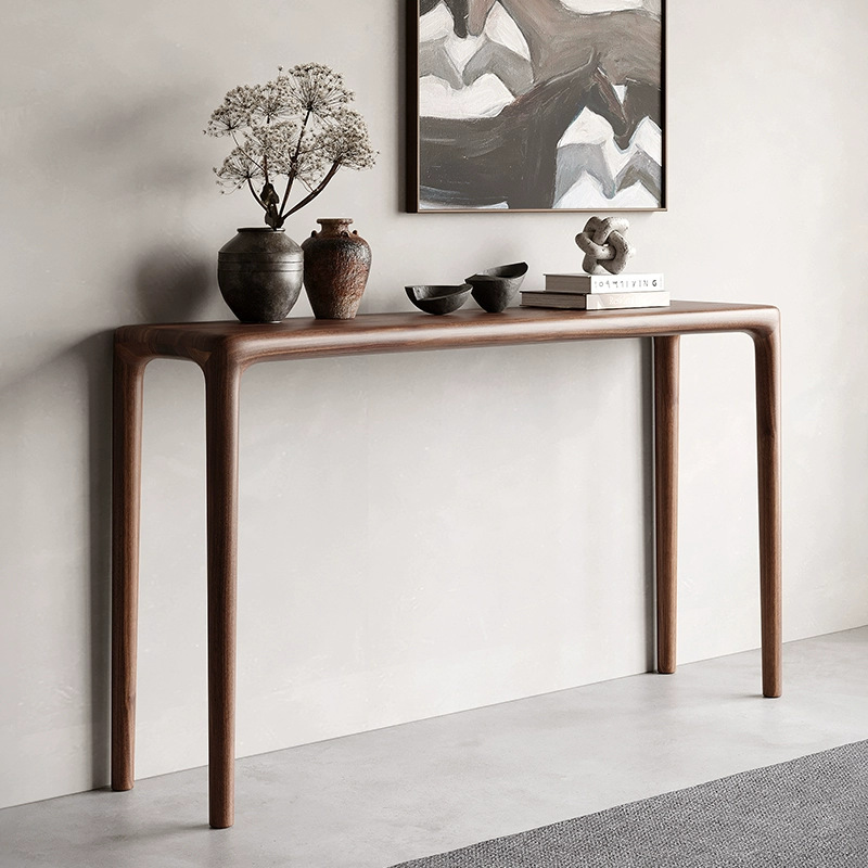 New Chinese-style entryway table made of old elm wood, narrow long table for the wall, black walnut entryway console table, wall-mounted long table
