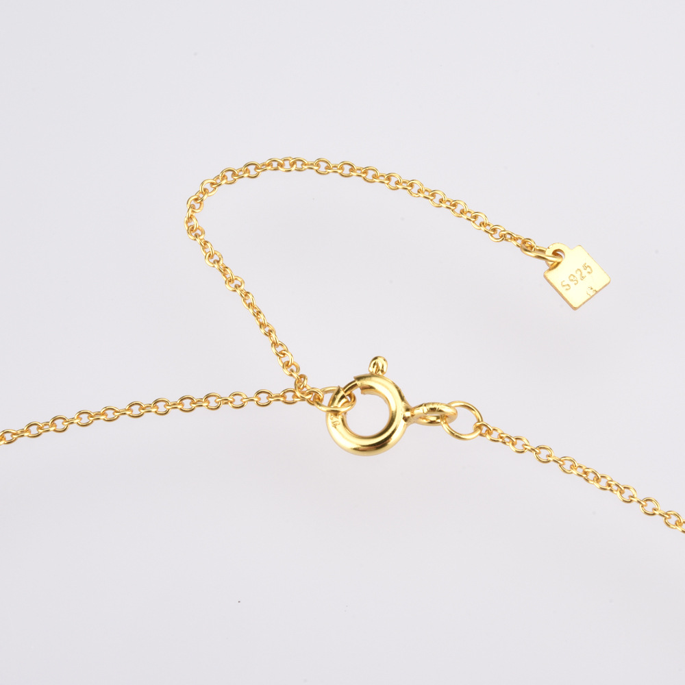 Star, Moon Pattern Women's Gender 925 Sterling Silver Zircon Plating Inlay Star Moon Pendant Necklace