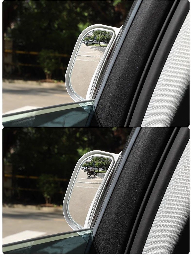 Car Second-Row Rearview Mirror, Exterior Adhesive Auxiliary Mirror, Rear Seat Observation Mirror, B-Pillar Auxiliary Mirror, Door Opening Mirror