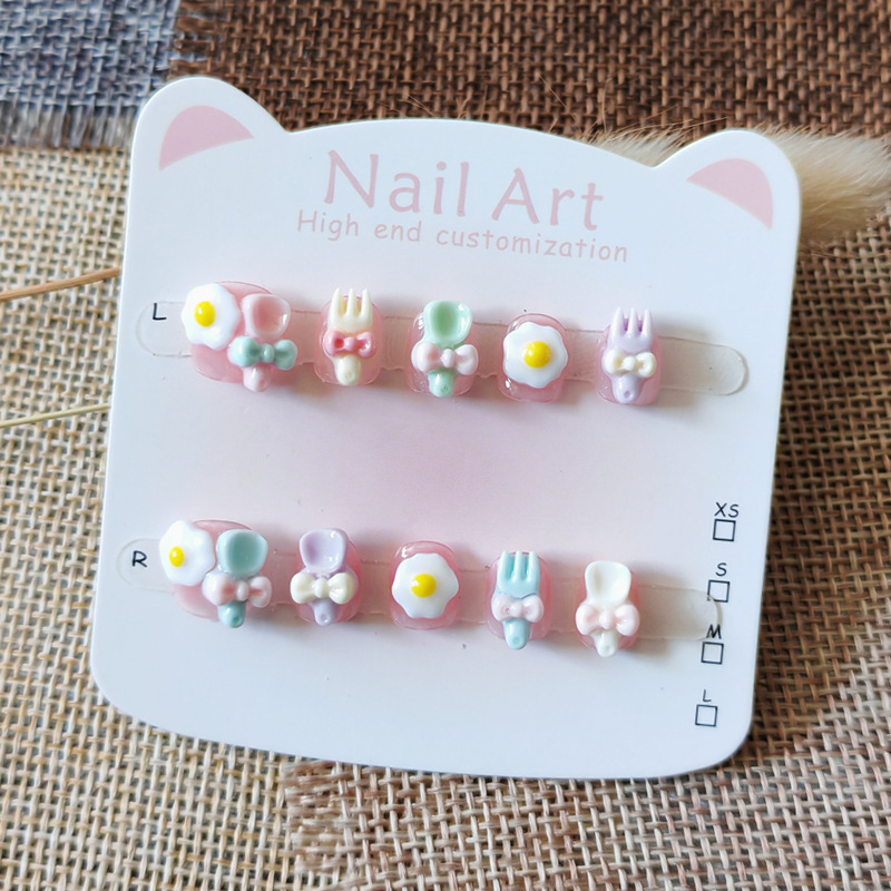 Popular Mini Kitchen Children's Wearable Nails Purely Handmade Cartoon Cute Children's Nail Patches 3-6-10 Years Old Popular Mini Kitchen Children's Wearable Nails Purely Handmade Cartoon Cute Children's Nail Patches 3-6-10 Years Old