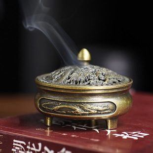 Hot-Selling Small Dragon and Phoenix Incense Burner Incense Non-Stick Powder Incense Metal Copper Alloy Incense Burner Tea Ceremony Incense Burner for Home Use