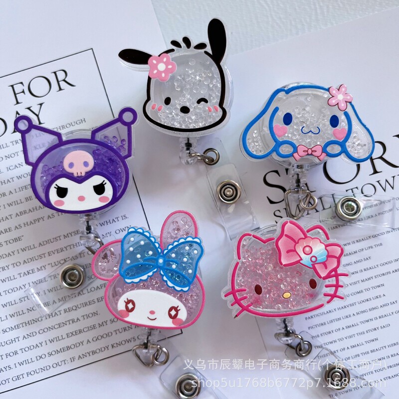 New Quicksand Kitty Cute Cartoon Nurse Doctor Telescopic Easy-Pull Buckle Student Factory Brand Work Brand Telescopic Buckle